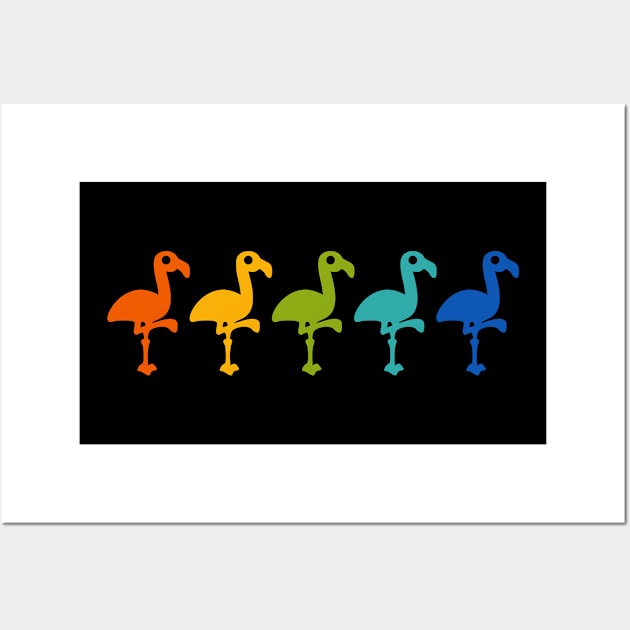 Rainbow Flamingos Wall Art by XOOXOO